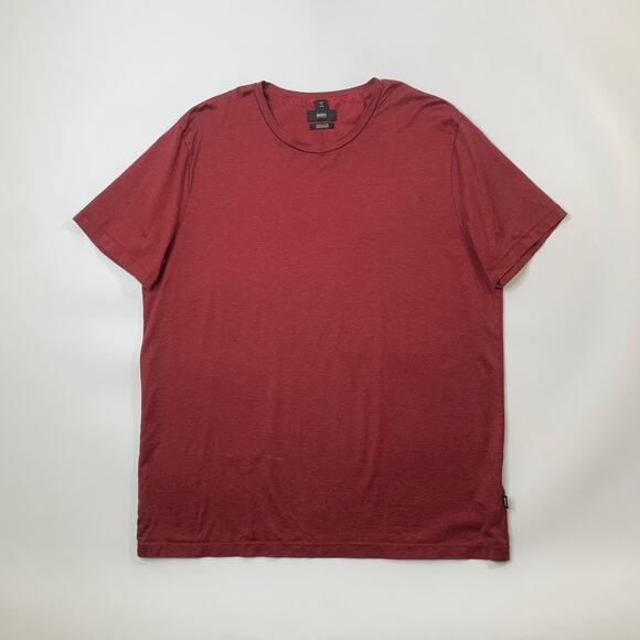 Hugo Boss Shirt Mens 2XL Ruby Red Cotton Regular Fit Mercerized Striped Crew Tee - Picture 2 of 10